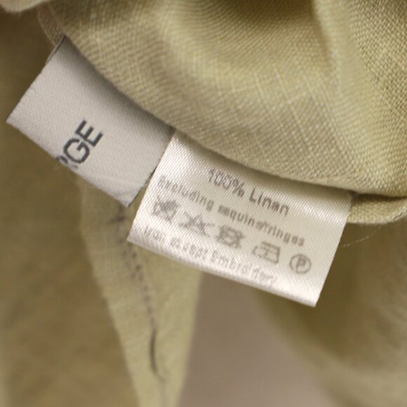 LBENARAS BY CITRUS 100% Linen Embroidered Billowy Blouse Sage Green Size L - Picture 7 of 9